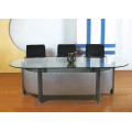 Fashion design oval glass top conference table for meeting room